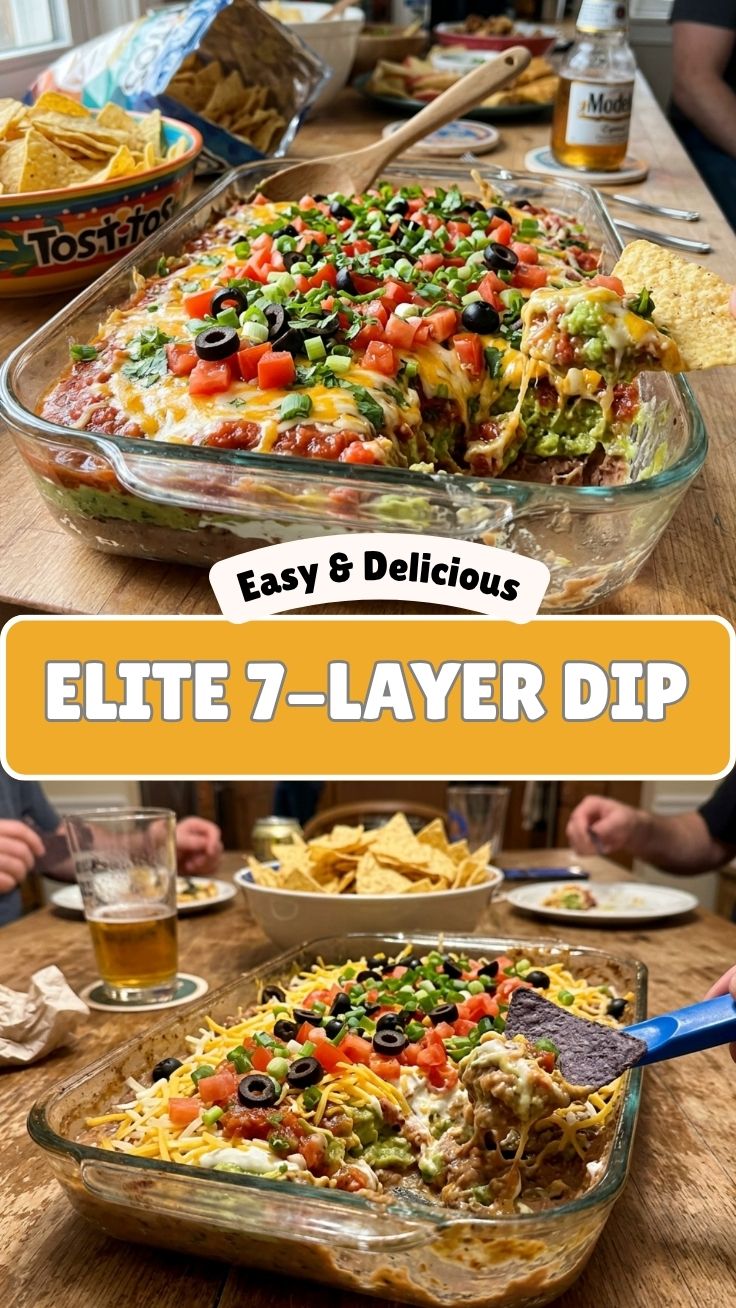 A vibrant 7-layer dip showcasing each distinct layer