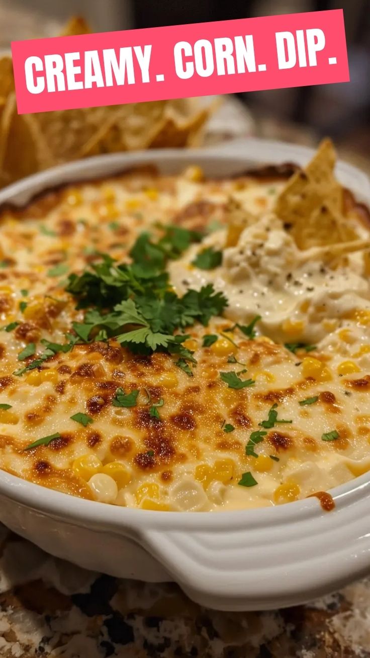 A vibrant bowl of corn dip (elote dip) with fresh cilantro garnish