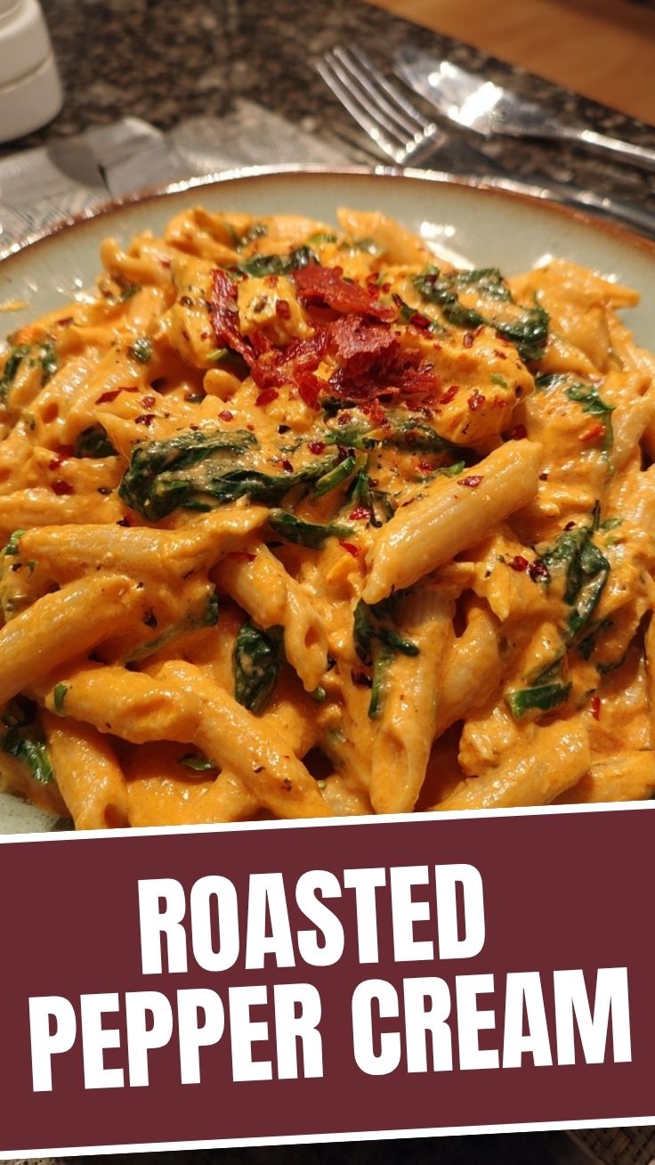 A full bowl of rich creamy Tuscan pasta garnished with fresh basil
