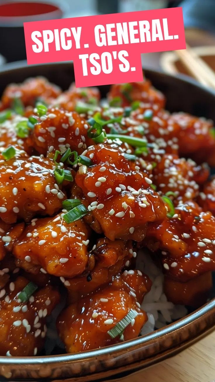 A plate of crispy General Tso's chicken with broccoli and rice