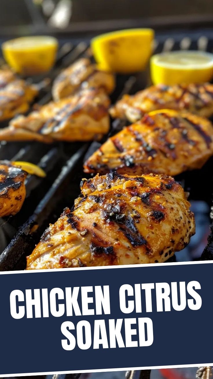 Delicious lemon grilled chicken with char marks on a platter.