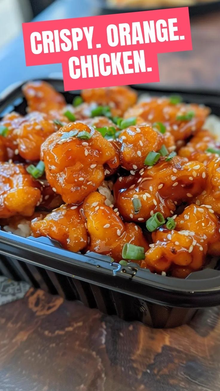 A plate full of crispy Orange Chicken (Panda Express Style) with a glossy sauce.