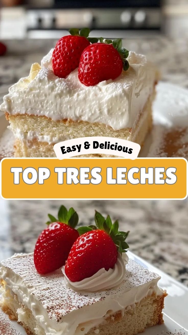 A delectable slice of Tres Leches cake soaked in milky goodness