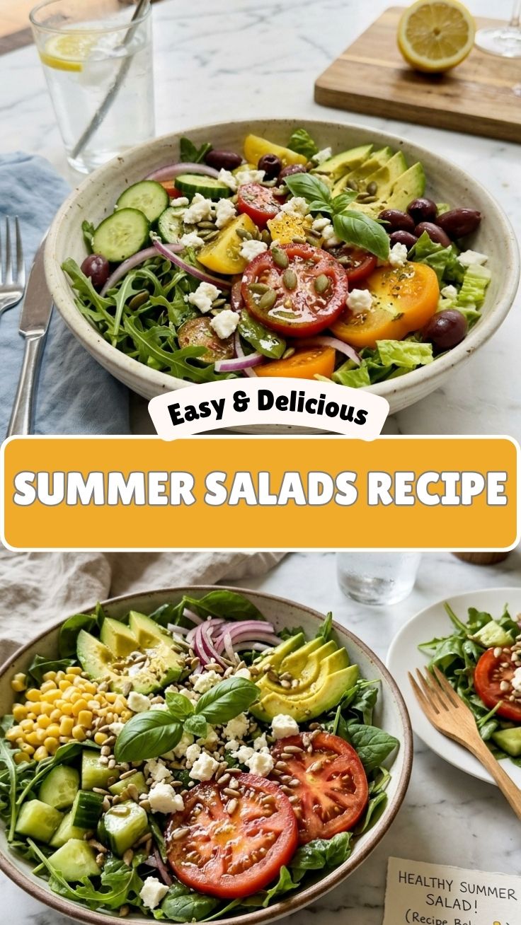 A vibrant healthy summer salads recipe with fresh vegetables and dressing
