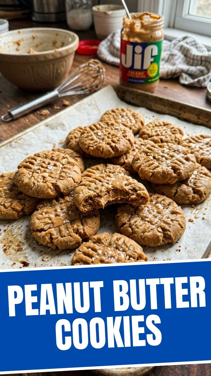 Close-up of freshly baked peanut butter cookies with crisscross marks