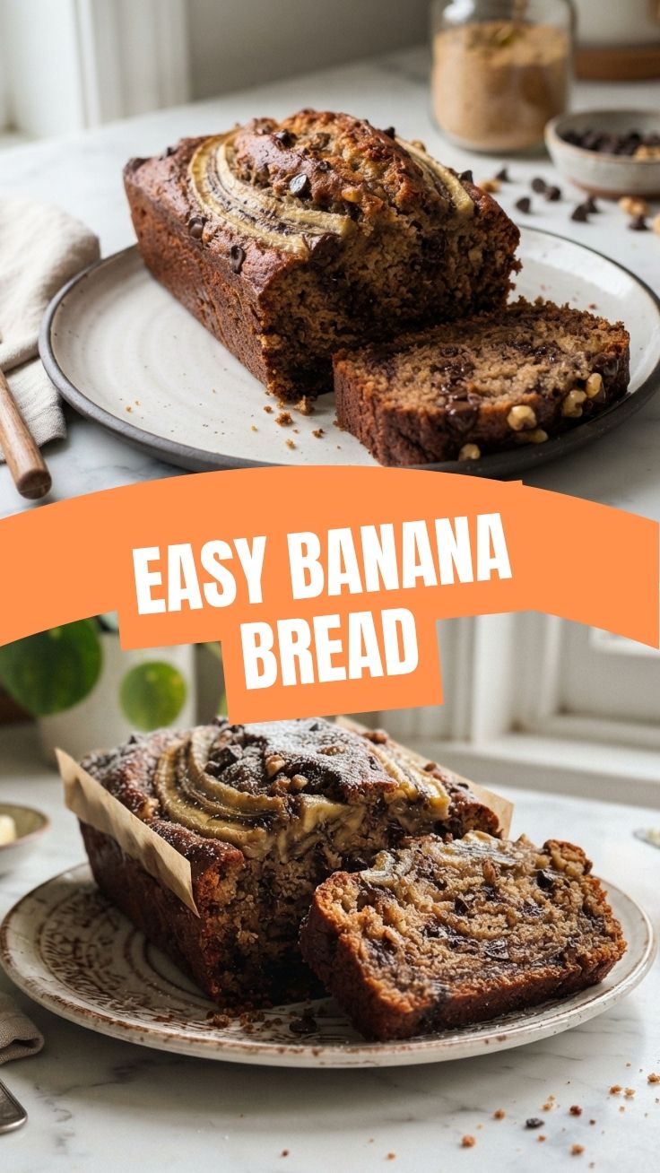 A freshly baked loaf of banana bread cooling on a wire rack.