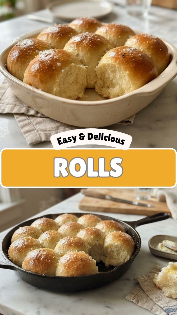 Freshly baked golden brown dinner rolls in a basket