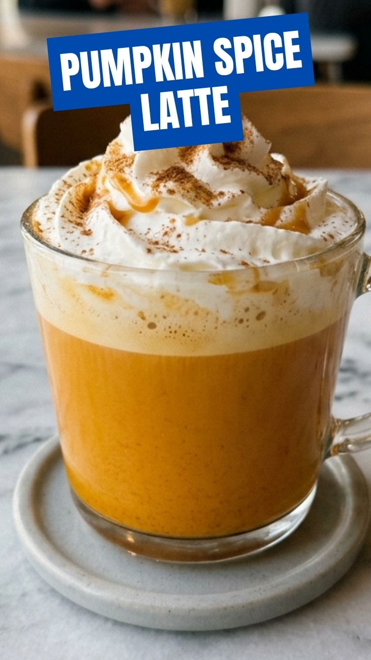 A cozy pumpkin spice latte topped with whipped cream, perfect for fall.